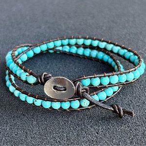 Custom made turquoise look wrap-around bracelet SUPER FAST SHIPPING
